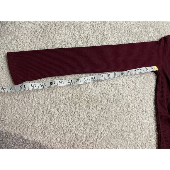 Love Fire Women's Size S/P Crisscross Long Sleeve Rib Knit Dress Burgundy - Picture 6 of 8